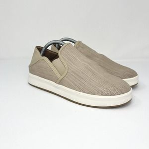 Olukai Womens Ki'ihele 'Ili Leather Convertible Slip On Everyday Shoe Beige Sz 9